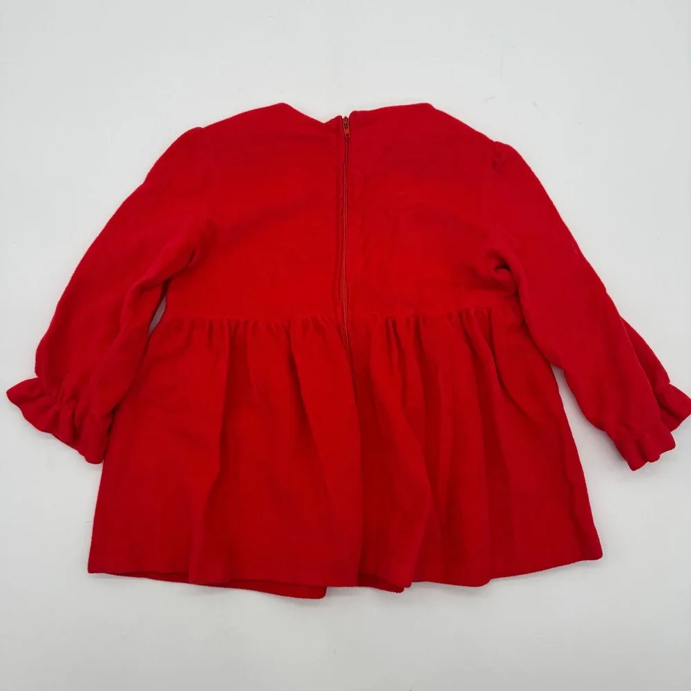 Girls Red Long Sleeve Peplum Top Ruffle Cuffs Back Zipper Approx US 3T